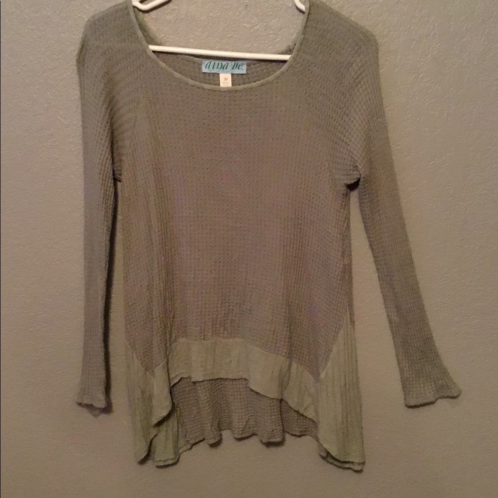 Dina Be waffle knit top, size M, Jade green